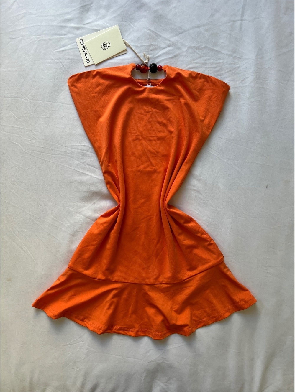 Peppermayo Orange Strapless Mini Dress